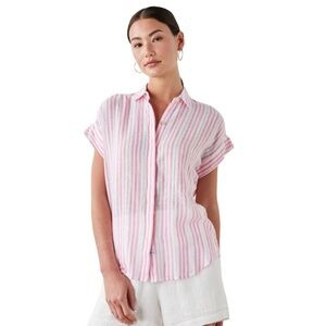 Rails Jamie Sleeveless Button Down in Pink & White Kokomo Stripe Print. Size M.